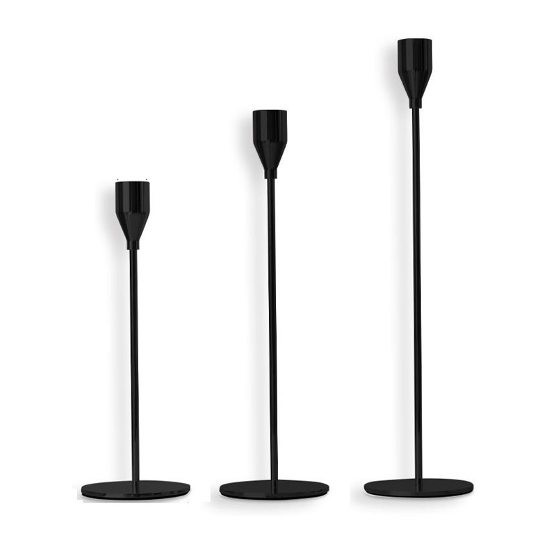 Slim Iron Taper Candle Holder set of 3 Color:Black;Size:8*8*28cm