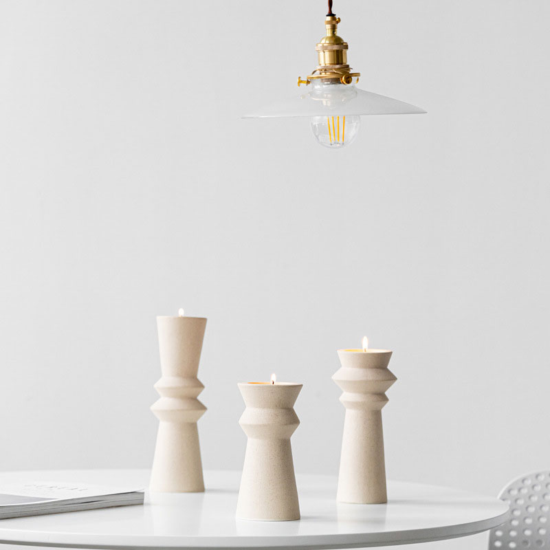 Minimalist Geometric Ceramic Candle Holder Size:7.5*7.5*15.5cm 1