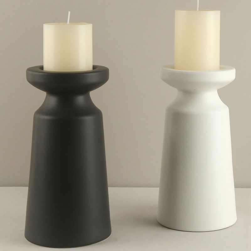 Modern Minimalist Cone Ceramic Candlestick Color:Matte Black;Size:14*14*30cm 1