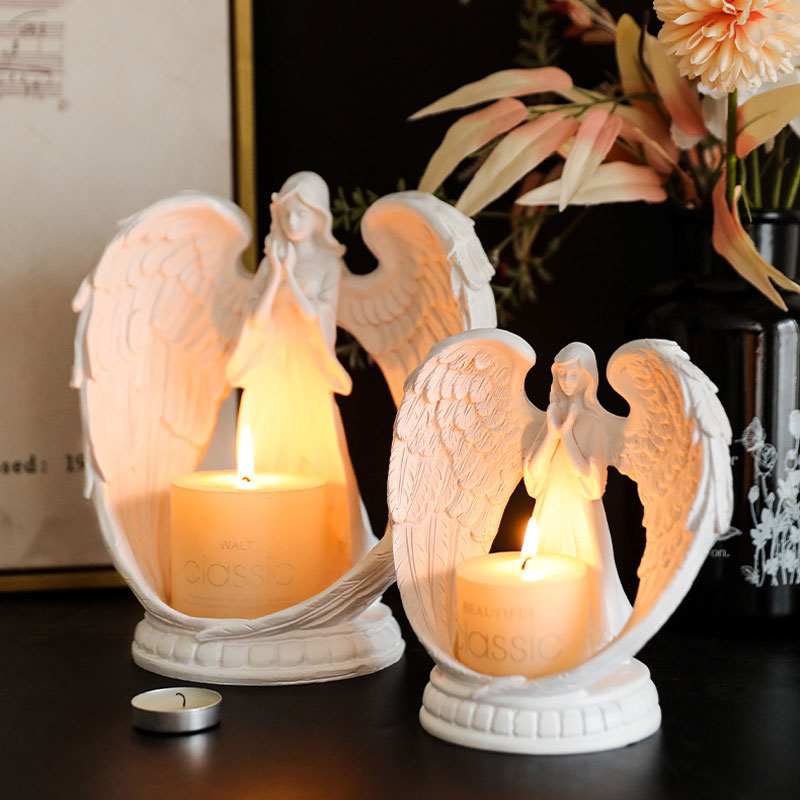 Praying Angel Resin Candle Holder Size:12.5*12.5*21.5cm 5