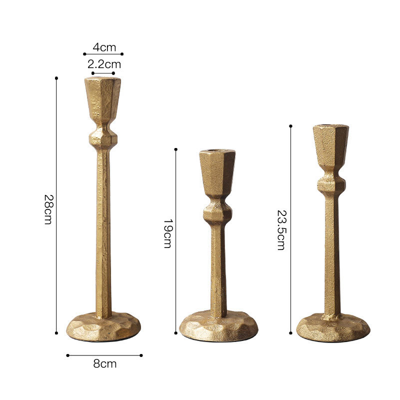 Minimalist Hammered Cast Iron Candlestick Set of 3 Size:8*8*19cm 1