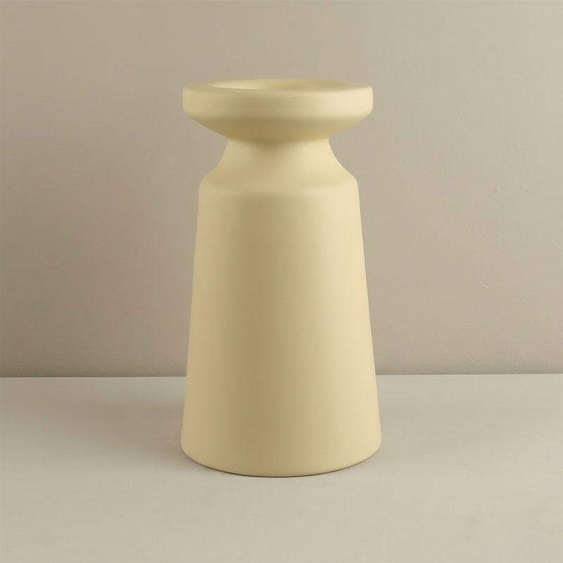 Modern Minimalist Cone Ceramic Candlestick Color:Matte Yellow;Size:13.5*13.5*25cm