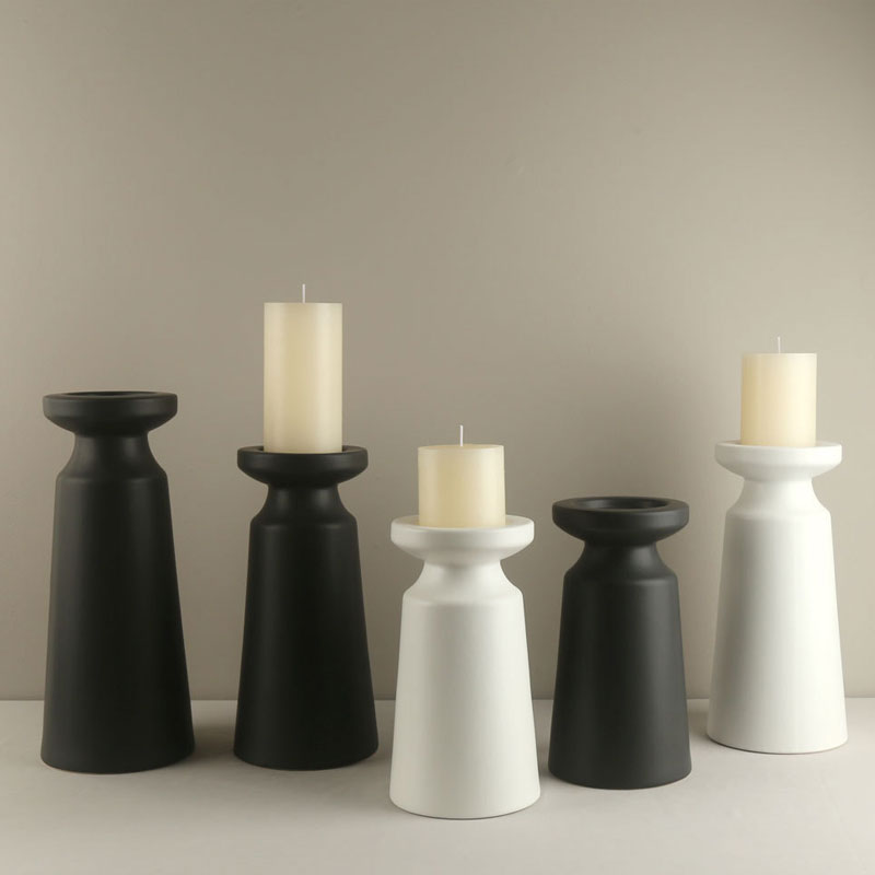 Modern Minimalist Cone Ceramic Candlestick Color:Matte Black;Size:14*14*30cm 2