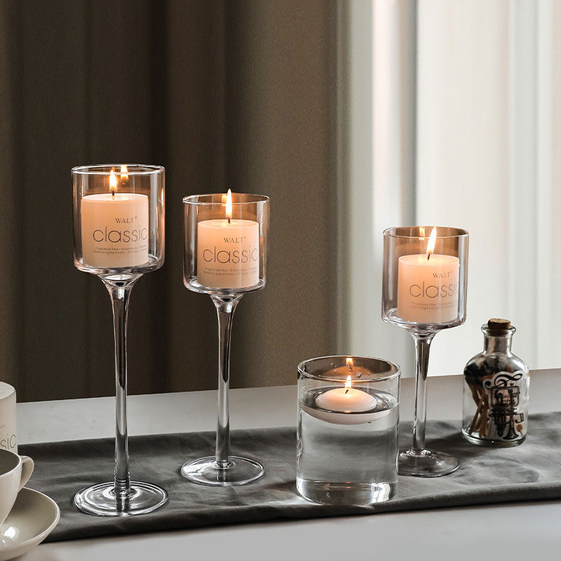 Stem Glass Candle Holder Set of 3 Size:Set 3 1