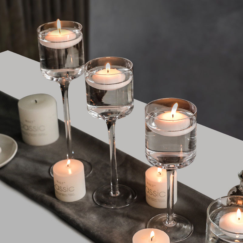 Stem Glass Candle Holder Set of 3 Size:Set 3 2