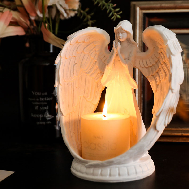Praying Angel Resin Candle Holder Size:12.5*12.5*21.5cm 1