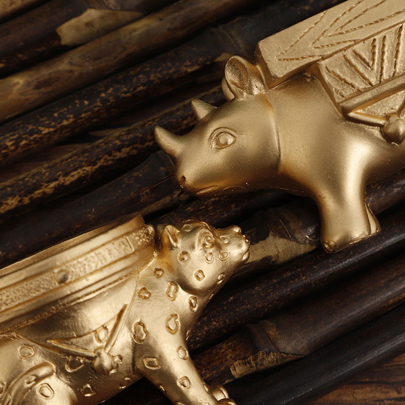 Vintage Gold Resin Animal Candle Holder, Elephant/Rhino/Lion Color:rhinoceros;Size:8*5.5*5cm 2