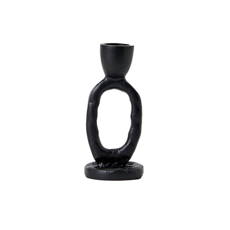 Elongated Oval Aluminum Candle Holder,Black/Silver Color:Black;Size:5.5*5.5*12cm