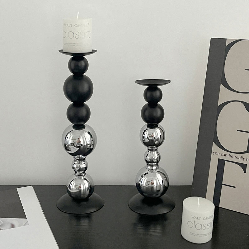 Modern Minimalist Stacked Spheres Iron Candlestick Size:8*27cm 2