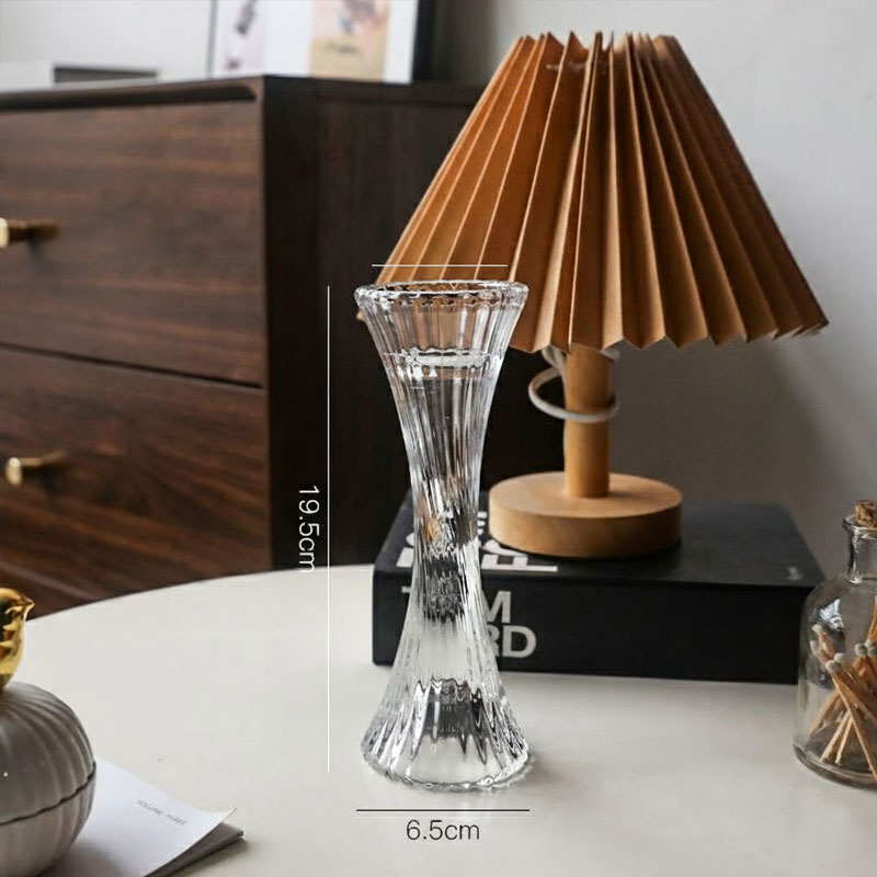 Crystal Hourglass Glass Candle Holder Size:6.5*6.5*19.5cm