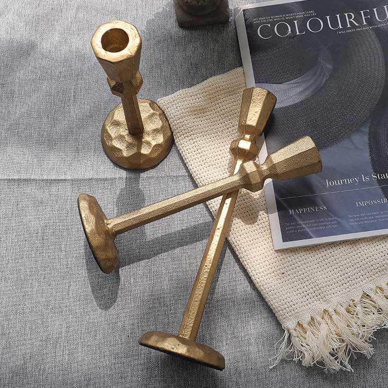 Minimalist Hammered Cast Iron Candlestick Set of 3 Size:8*8*19cm 4