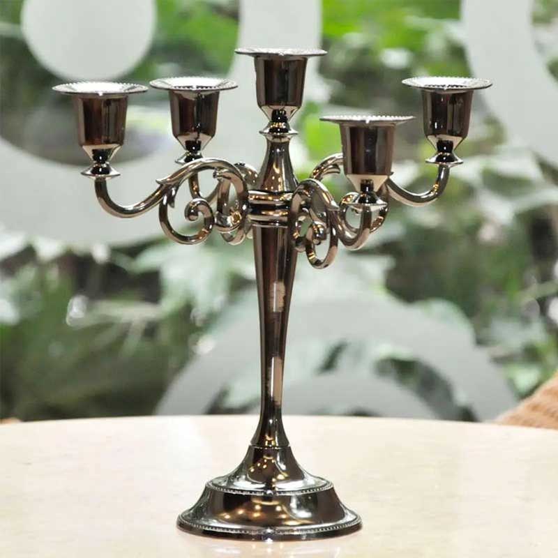 Vintage 5-Arm Aluminum-Iron Alloy Candelabra Color:Black 1