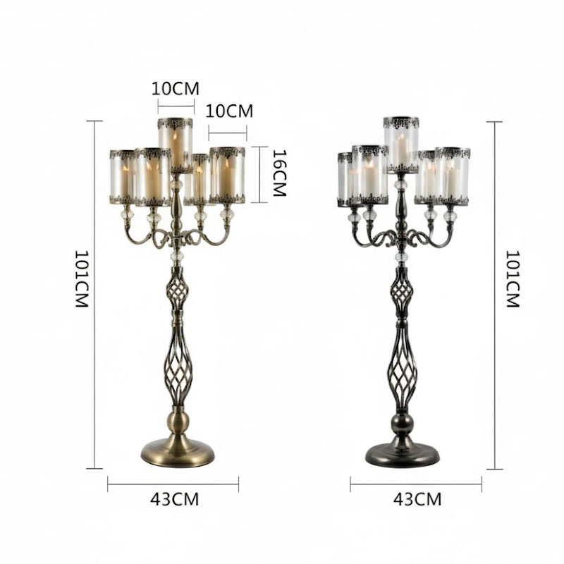 Vintage Floor Stand Glass 5 Arms Candelabra Color:Gunmetal Grey 1