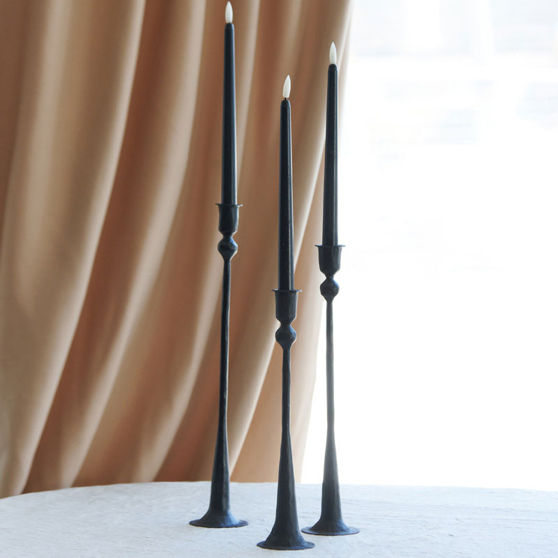 Minimalist Tall Floor Iron Taper Candlestick Set of 3 Color:Black;Size:10*10*100cm 2