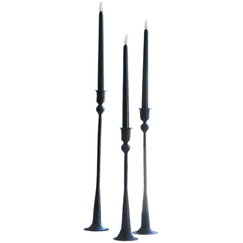 Minimalist Tall Floor Iron Taper Candlestick Set of 3