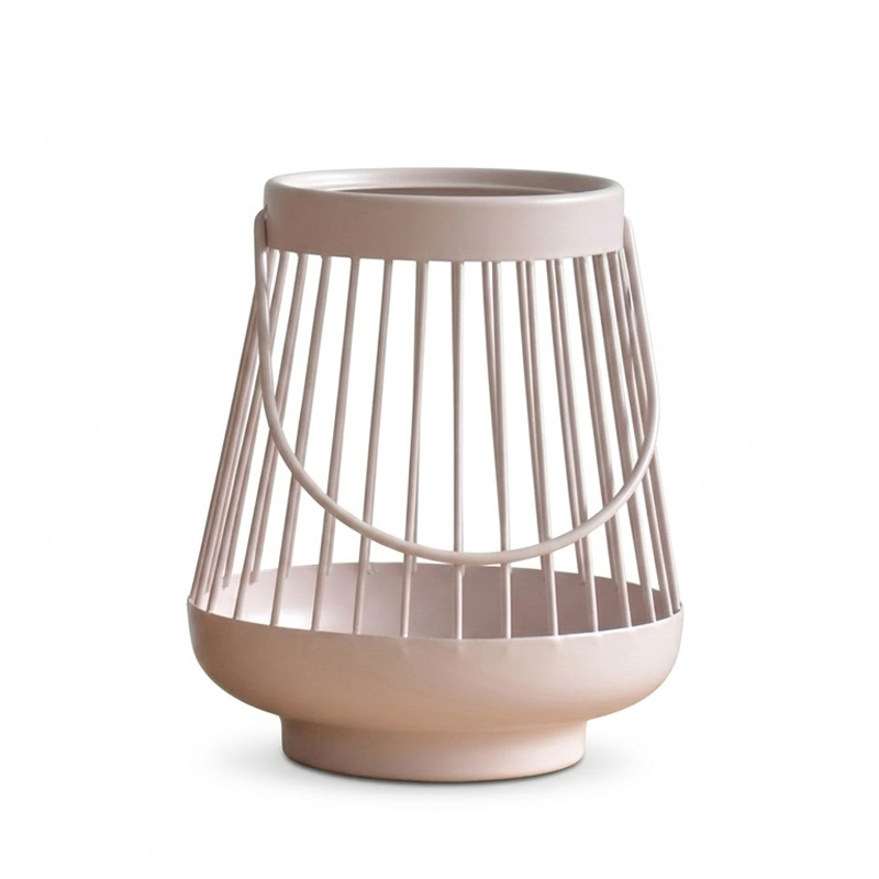 Modern Geometric Metal Lantern Candle Holder Pale Pink  , Portable Iron Mesh Candle Lantern for Indoor & Outdoor Patio Decor - 4 Colors Available
