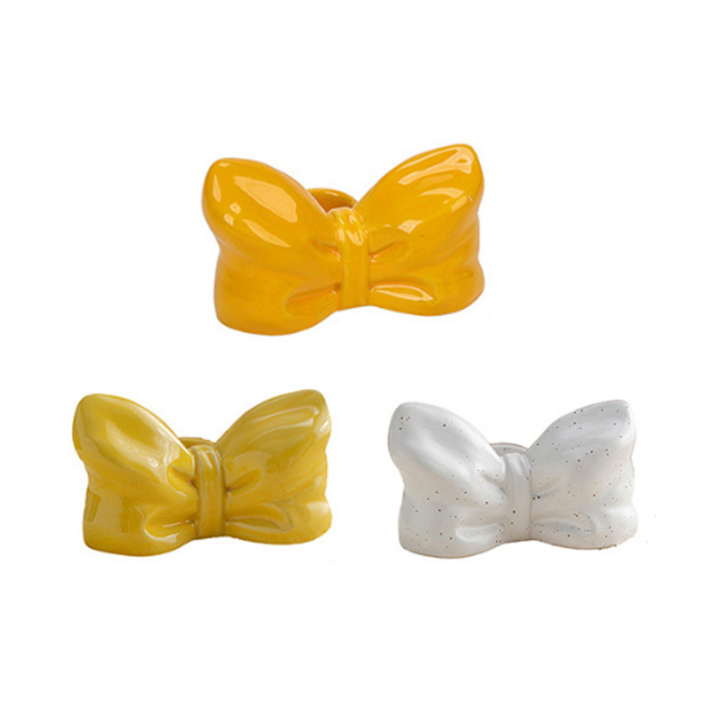 Minimalist Ceramic Bow Knot Taper Candle Holder, Chic Coquette Aesthetic Porcelain Candlestick for Romantic Table Decor & Gifts