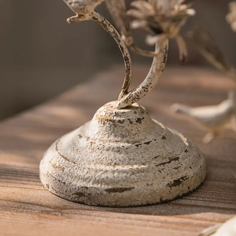 Shabby Chic Vintage Iron Floral & Bird Taper Candle Holder Color:Style1 1