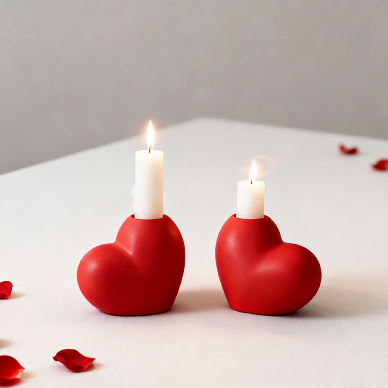 Romantic Heart-Shaped Ceramic Candle Holder Color:Red 1