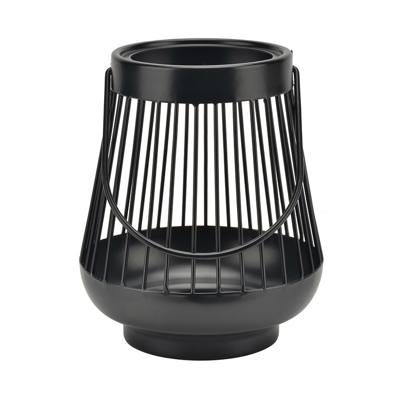 Modern Geometric Metal Lantern Candle Holder Black  , Portable Iron Mesh Candle Lantern for Indoor & Outdoor Patio Decor - 4 Colors Available
