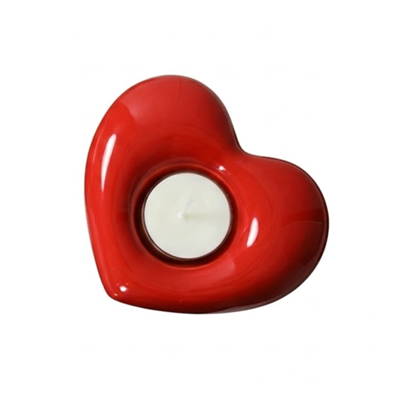 Minimalist Heart-Shaped Ceramic Candle Holder Glossy Red  , Romantic Modern Decorative Candlestick for Valentine’s Day & Wedding Decor