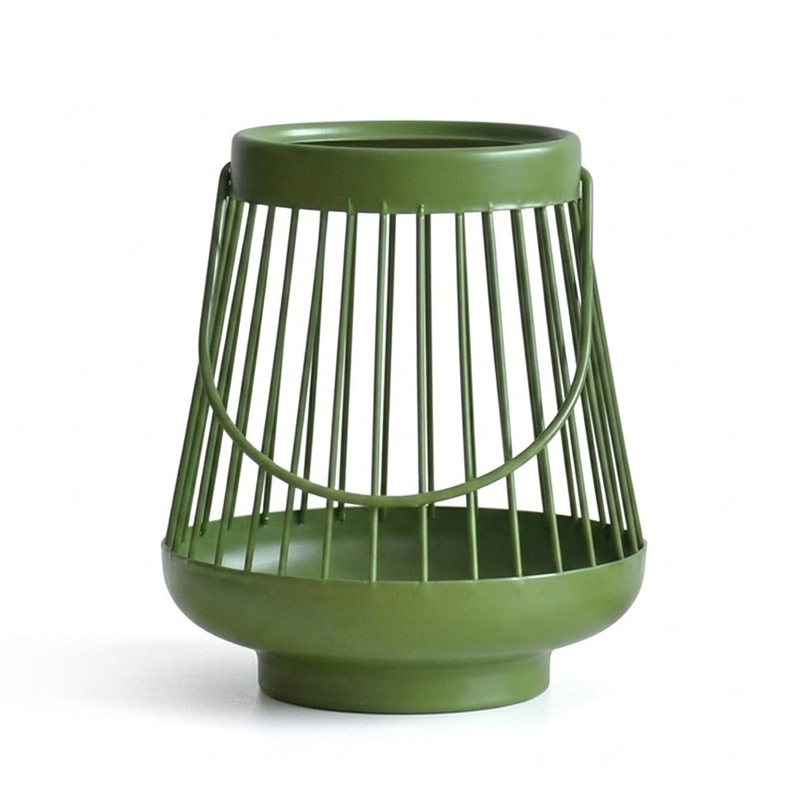 Modern Geometric Metal Lantern Candle Holder Green  , Portable Iron Mesh Candle Lantern for Indoor & Outdoor Patio Decor - 4 Colors Available