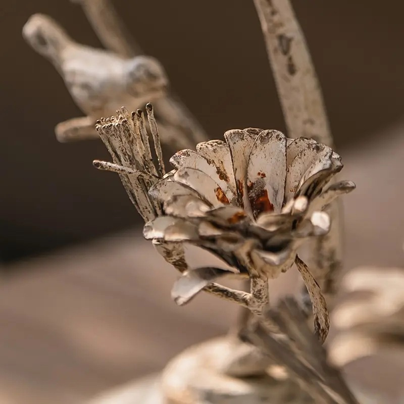 Shabby Chic Vintage Iron Floral & Bird Taper Candle Holder Color:Style1 2