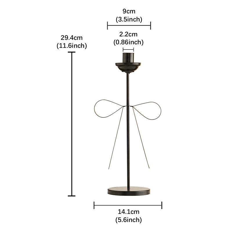 Elegant Metal Bow-knot Taper Candle Holder Set 14.1*29.4cm  , Minimalist Wrought Iron Candlestick for Wedding & Modern Home Decor
