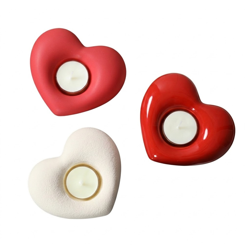Minimalist Heart-Shaped Ceramic Candle Holder, Romantic Modern Decorative Candlestick for Valentine’s Day & Wedding Decor