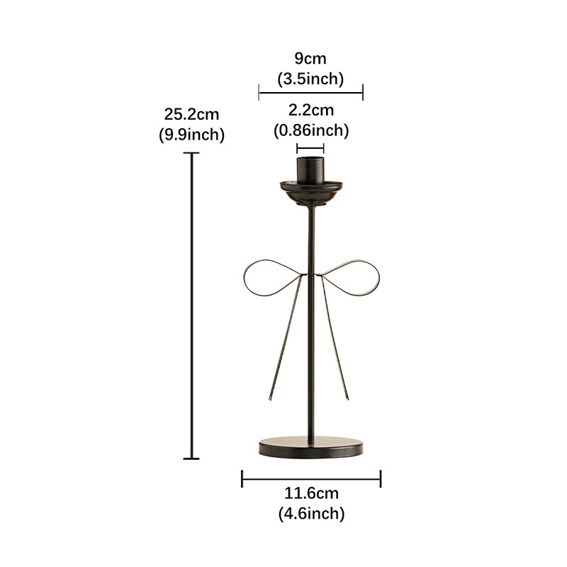Elegant Metal Bow-knot Taper Candle Holder Set 11.6*25.2cm  , Minimalist Wrought Iron Candlestick for Wedding & Modern Home Decor