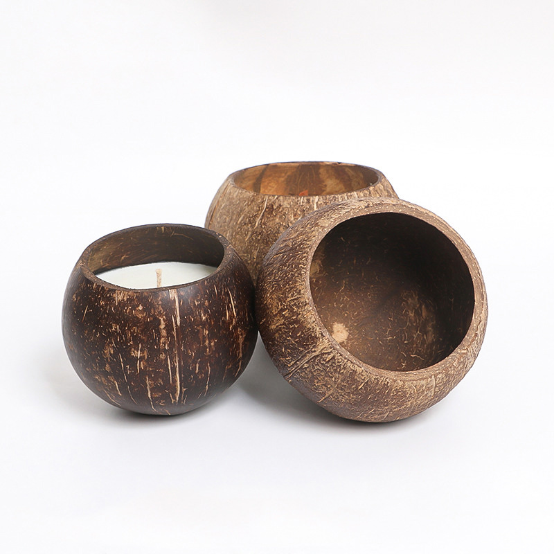 Natural Handmade Coconut Shell Scented Candle Holder, Eco-Friendly Organic Soy Wax Candle in Upcycled Tropical Coconut Bowl