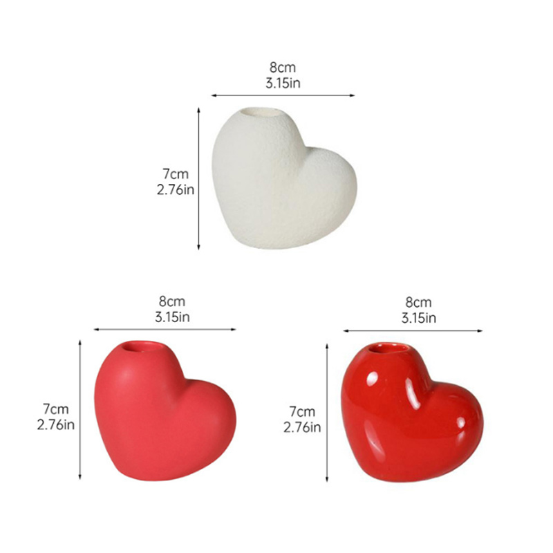 Romantic Heart-Shaped Ceramic Candle Holder Color:Red 2