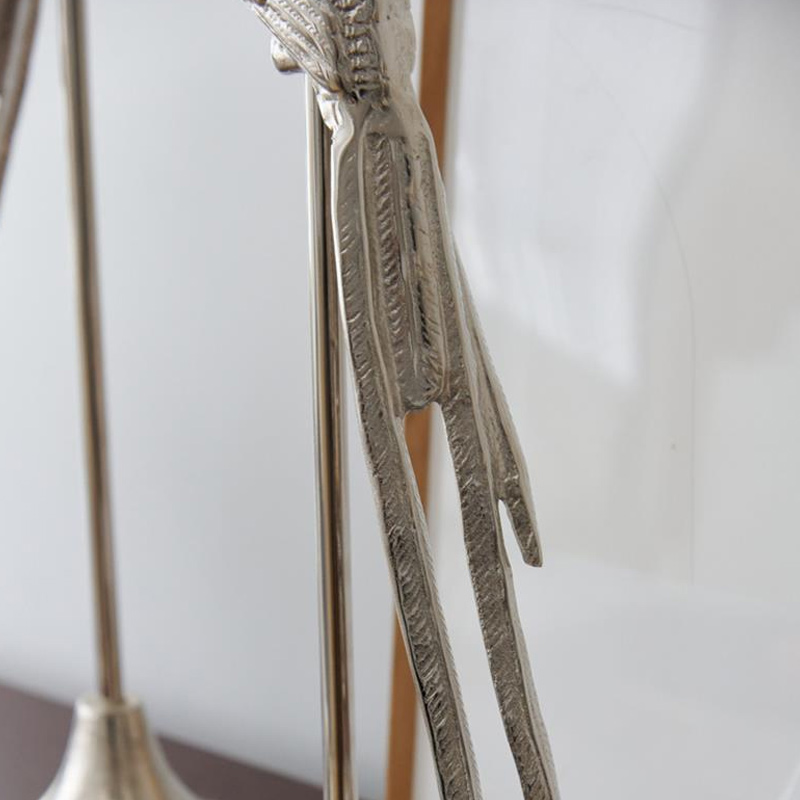 Vintage Silver Bird Aluminum Candle Holder with Glass Hurricane Cup Size:14*14*52cm 4